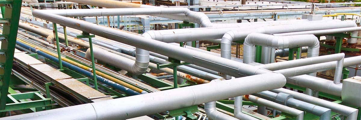 Pipes flowing through a petrochemical plant