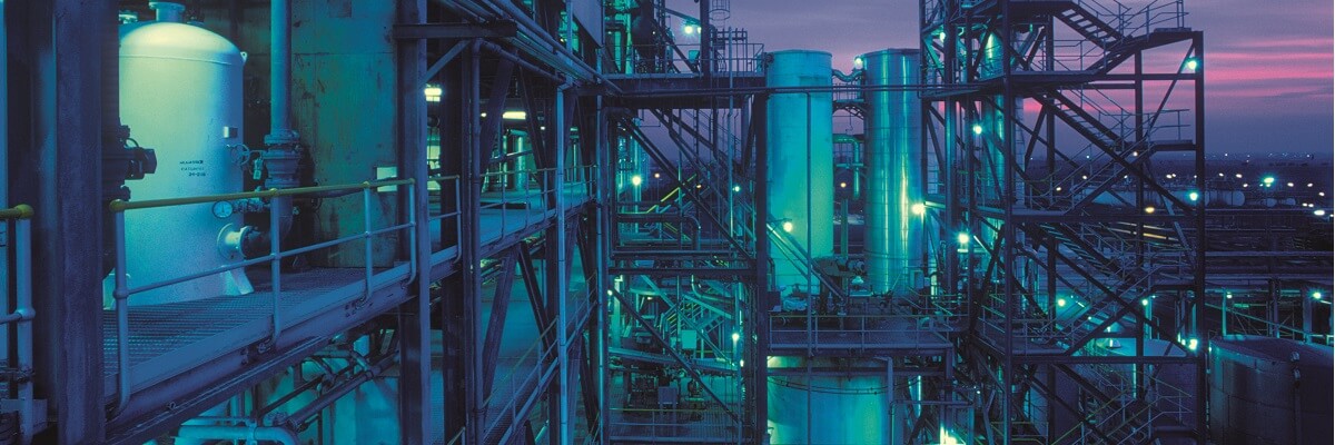 spiral heat exchanger installation at dusk